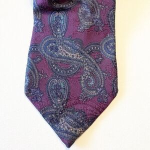 Talbot Studio Carmel Valley Mens Tie Silk Purple Paisley Italy USA